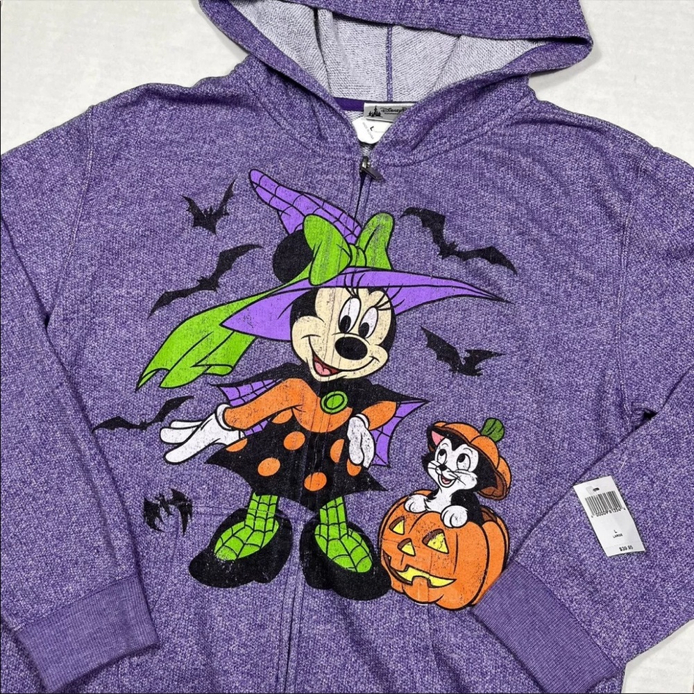 NWT Disney Parks 2015 Minnie Mouse Halloween Purple Hoodie Youth Girls Large